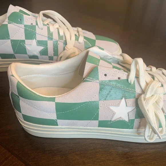 RARE‼️ Unisex NIB CONVERSE One Star OX Sneakers in White/Green Check, M10.5/W12 - Picture 11 of 12